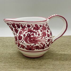 Labor Deruta Red Bird Pitcher Made in Italy Hand Painted - 5 3/4" Tall